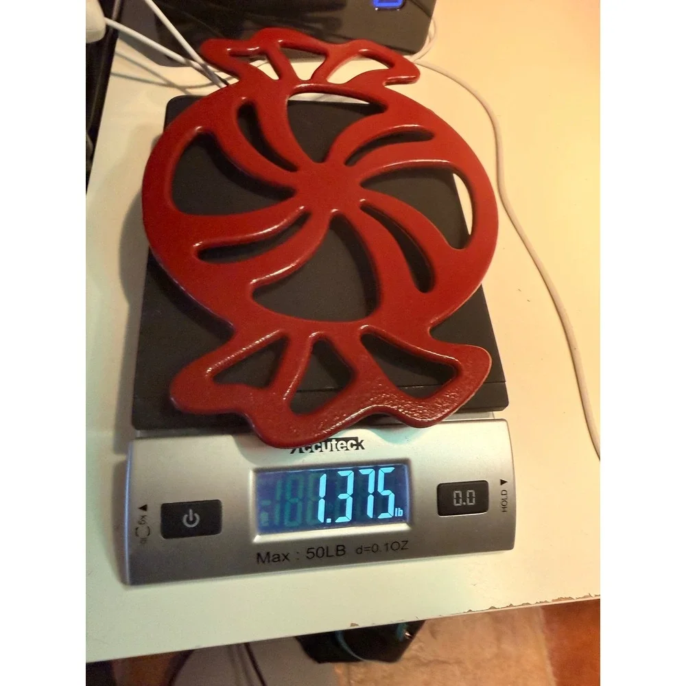 Red Cast Iron Peppermint Candy Trivet Holiday Christmas Kitchen Decor 9.5 Inch